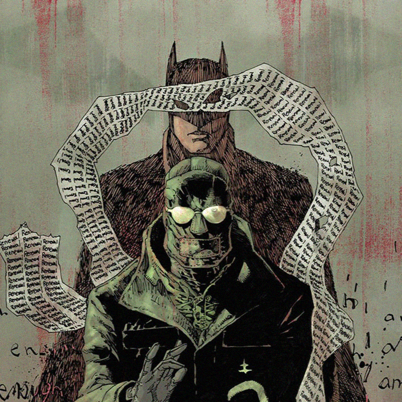 Ο Riddler στέκεται μπροστά από τον Batman.